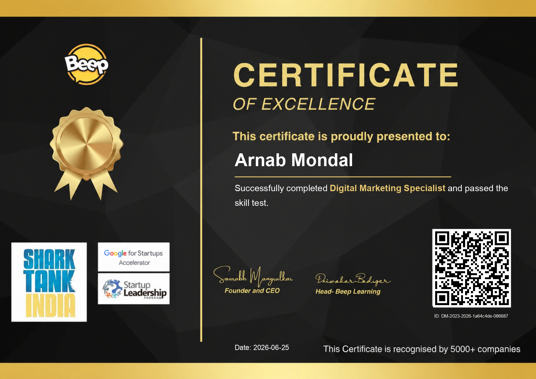 Beep Digital Marketing Specialist Certificate